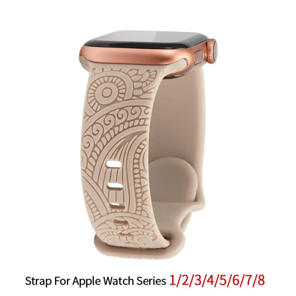 (Apricot, 42 44 45 49Mm) Hot Engraved Pattern Silicone Band For Apple Watch Iwatch Not,Specified 4139629508898