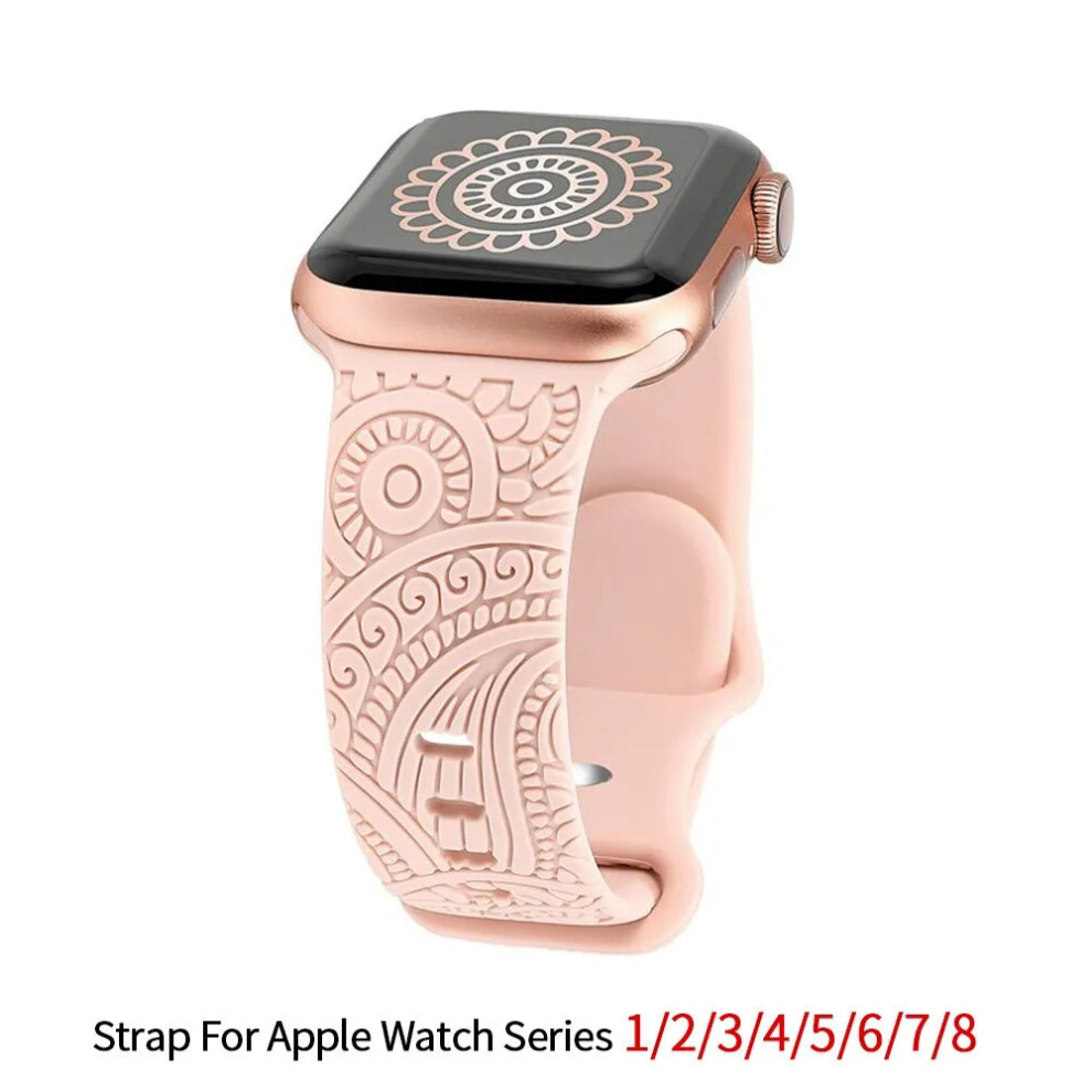 (, 38 40 41Mm) Hot Engraved Pattern Silicone Band For Apple Watch Iwatch Pink 7074437950637