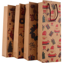 Bolsas ligeras de papel kraft con asa para vino tinto y Navidad