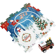 Tren de juguete navideño interactivo con vías de madera, tren eléctrico para niños y niñas, no necesita pilas.