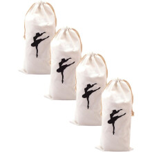 Balletschoentas voor meisjes, 4 stuks canvas, opbergtas met trekkoord, dansaccessoires, danserespatroon, gemakkelijk mee te nemen
