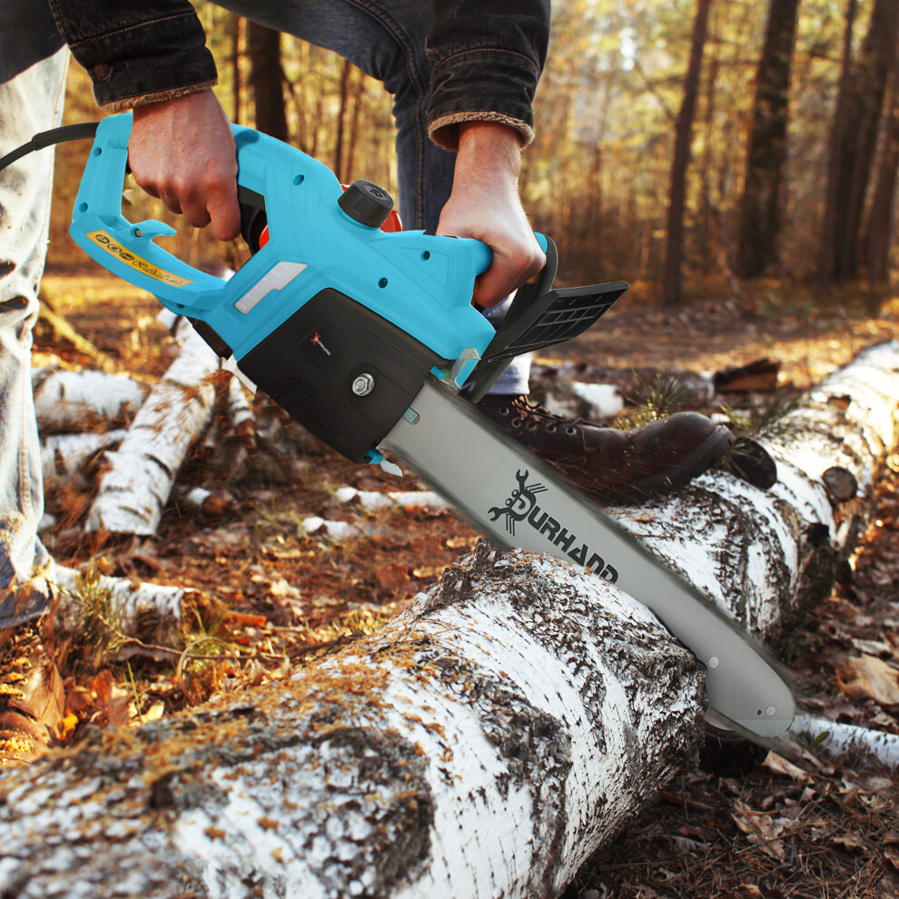 DURHAND Electric Chainsaw Garden Tools, 2000 W, 40 cm Blade for Wood, Blue