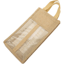 Sac pour bouteille de vin en lin, sac pour bouteille de vin rouge, sac à fenêtre transparent