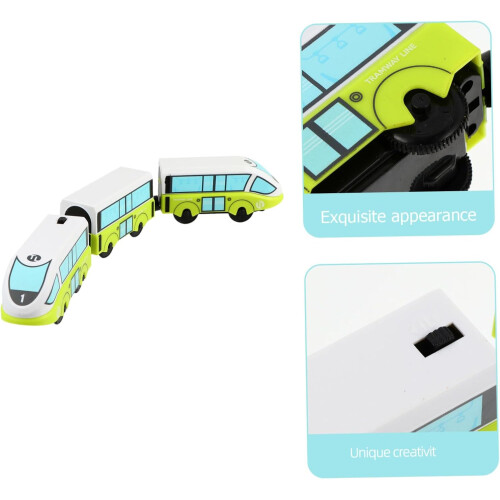 1 ensemble de train électrique créatif alimenté par batterie connectable vert clair 2