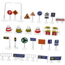 Lot de 56 panneaux de signalisation en bois pour enfants, jouets éducatifs pour apprendre la sécurité routière