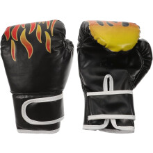 Gants d'entraînement de boxe en PU à motif flamme, gants de boxe pour enfants, coussinets adhésifs adaptés