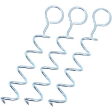 Lot de 3 piquets de tente en fer robustes, ancrage en spirale pour tente de camping, facile à retirer pour bâches d'auvent
