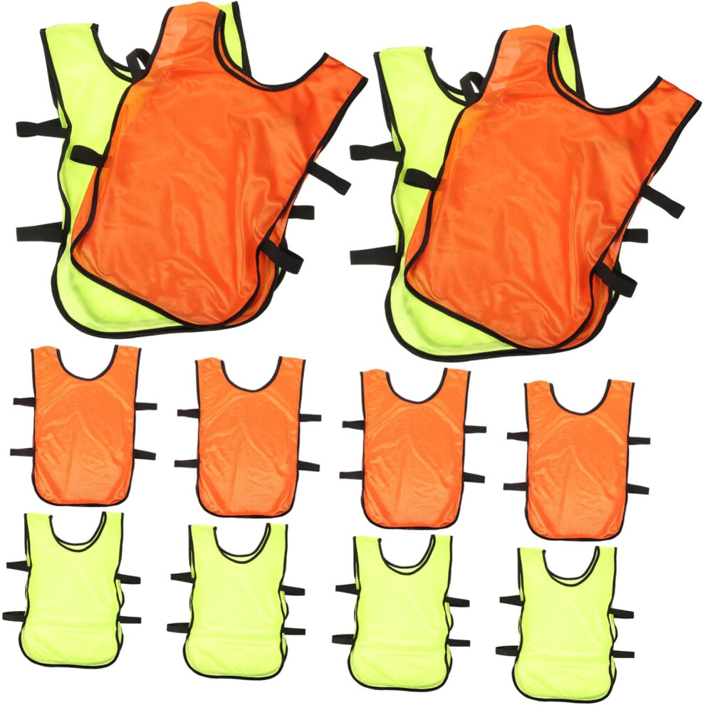 Ensemble de 12 dossards de football pour garçons et filles, gilet d'entraînement, vert vif et orange, lavable en machine