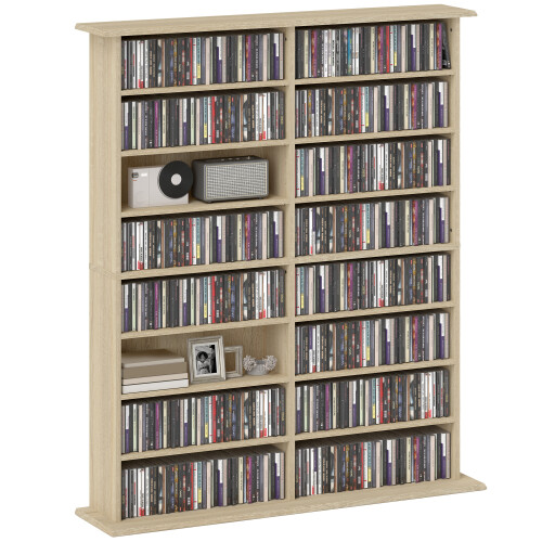 Homcom HOMCOM CD Storage Unit DVD Tower Blu-ray Storage Shelf for Office, Natural 1