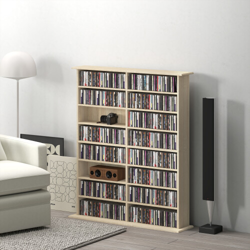 Homcom HOMCOM CD Storage Unit DVD Tower Blu-ray Storage Shelf for Office, Natural