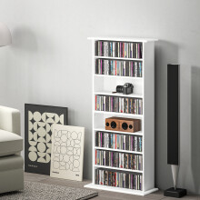 HOMCOM CD Storage Unit DVD Tower Blu-ray Storage Shelf for Living Room White