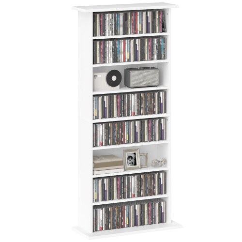 Homcom HOMCOM CD Storage Unit DVD Tower Blu-ray Storage Shelf for Living Room White 1