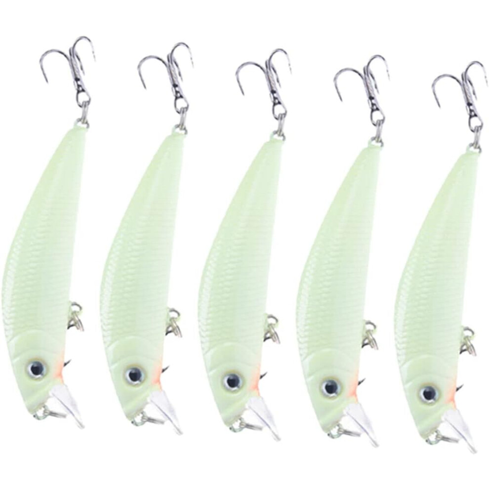 5PC Night Fishing Lures Bright Green Hard Bait Lures Hook Spinners for Sea Freshwater Fishing
