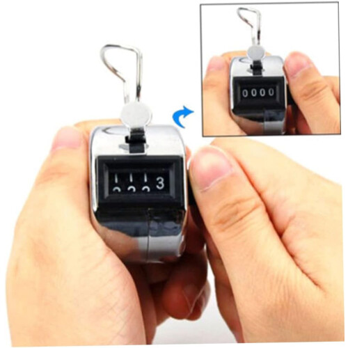Metallic Hand Counter 9999 Count 4 Number Clicker for Punching Imprinter 1