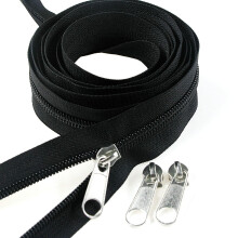 Leekayer #3 Fermoare cu bobine din nailon negru la curte n vrac 10 yarzi cu 25 buca?i glisoare argintii pentru cusut cu bricolaj saco?a de croit