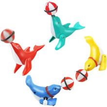 4 stücke Aufziehbare Robbe mit Ball Top Spielzeug Uhrwerk Robbe Spielzeug Kinder Aufziehbares Walking Spielzeug