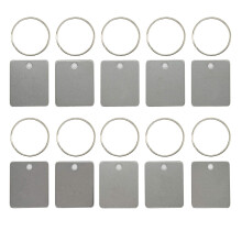 StayMax Rechthoekige Graveerplaatjes Stansplaatjes Roestvrijstalen Blanco Labels met Sleutelringen 25 Stuks