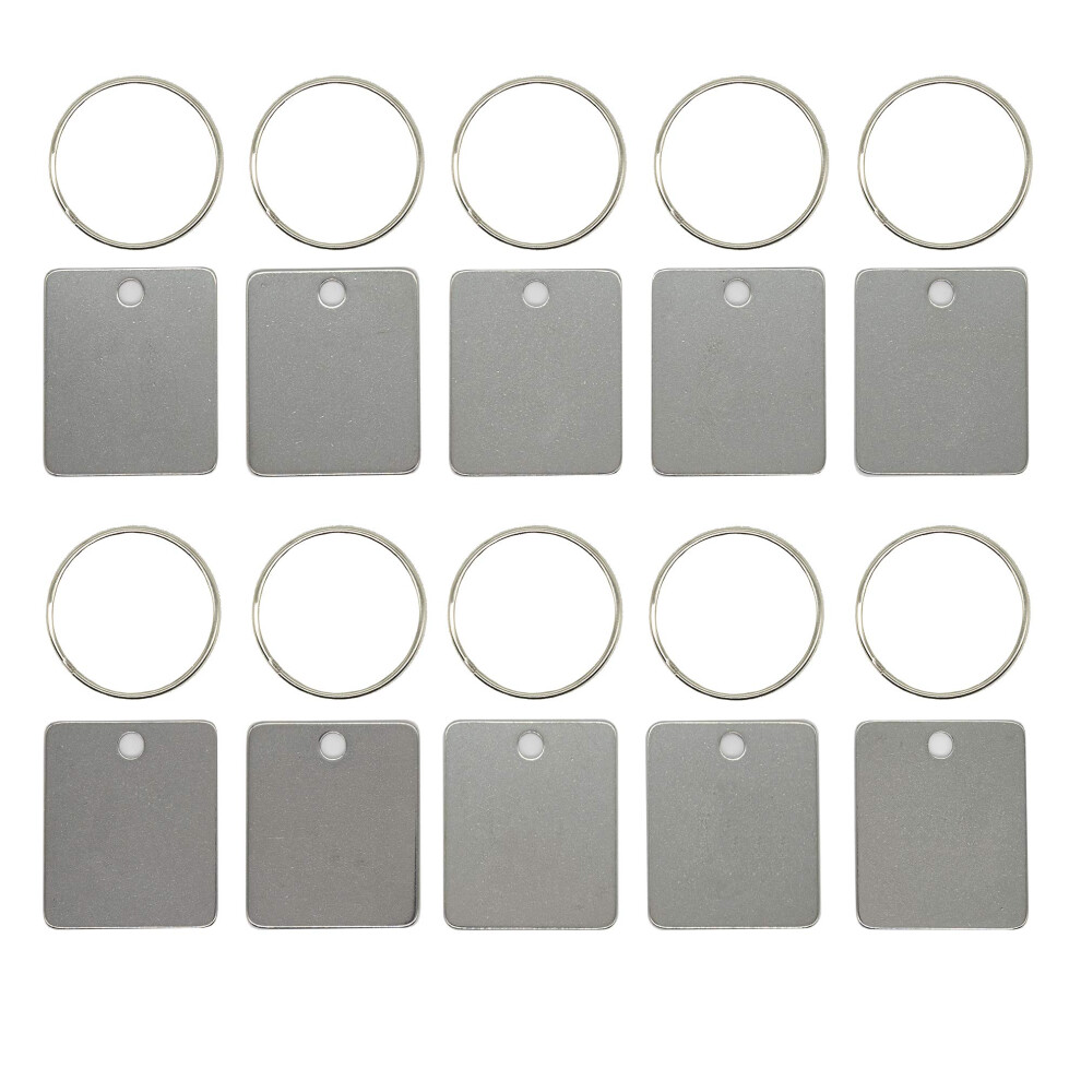 Staymax Rectangle Engraving Blanks Stamping Blanks Stainless Steel Blank Tags With Key Rings 25 Pack 8434529566693