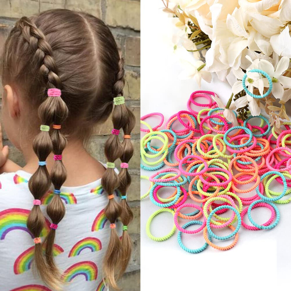 ELIHAIR Lot de 100 élastiques à cheveux pour bébé et enfant en bas âge, 3 cm, pour queue de cheval, cheveux bouclés
