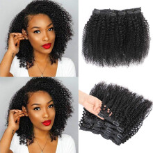 Kinky Curly Clip In Hair Extensions for Black Women Urbeauty 10 inch Curly Hair Extensions Clip in Human Hair 3c 4a Kinky Curly for Women