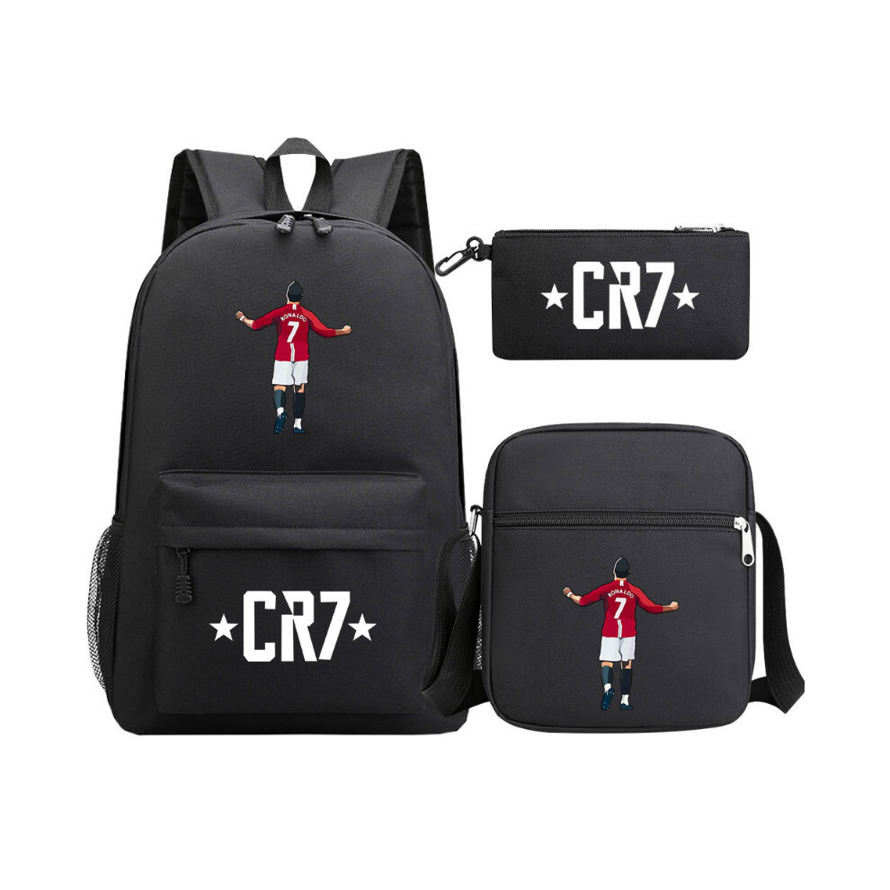 (10, Three-piece set) New Football Star C Ronaldo Print Teenager School Bag Three-Piece Set Men and Women Backpack Backpack-image-OPC-PGMR2R5-NEW