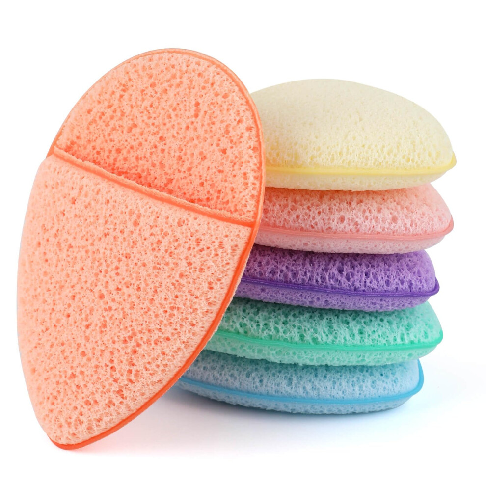 6-Teiliges Gesichtsschwamm-Set, Reinigungsquaste, Bunte Gesichtsschw?Mme Zum Waschen Des Gesichts, Wiederverwendbare Peeling-Pads Zum Entfernen Von Ma-image