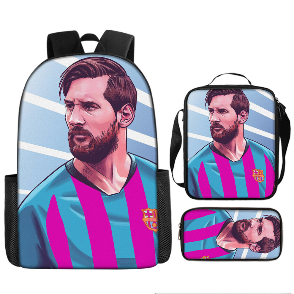(5, Three-piece backpack) New football schoolbag Miami International Player Messi three-piece backpack pencil bag shoulder bag set-image-OPC-PGMR7DG-NEW