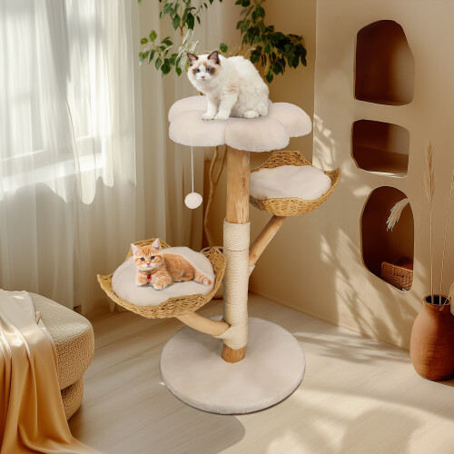 Bingopaw Cat Climbing Tree Tower for Multiple Cats with Cushion Sisal Scratching Post