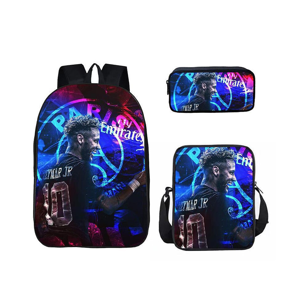 (16, Three-piece set) New football backpack Paris Saint-Germain Mbappe schoolbag Brazil team Neymar backpack primary and secondary school schoolbag
