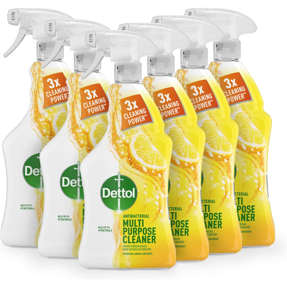 Dettol Antibacterial Multi Surface Cleaner Spray, Lemon & Lime, 6-Pack
