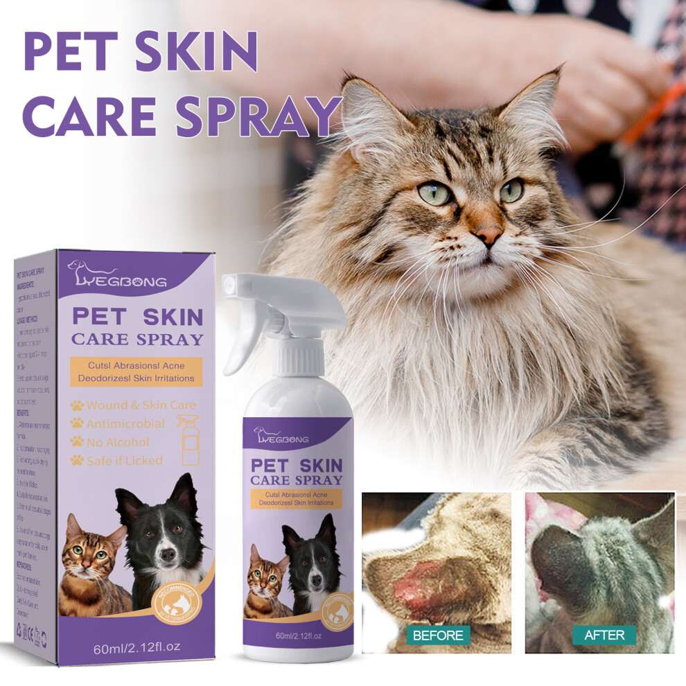 Yegbong Pet Skin Relief Spray, Relieves Dog And Cat Skin Itchiness Eliminates Mites Cleaning Care Spray