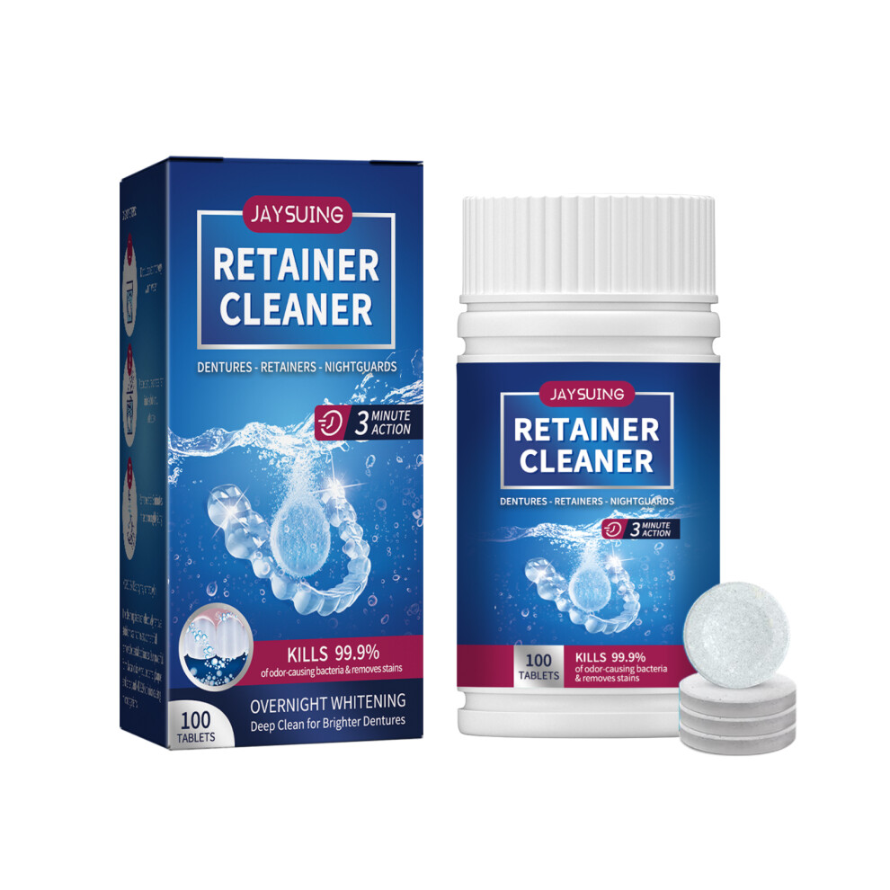 Jaysuing Denture Cleaning Tablet, White Denture Fresh Breath Oral Care Cleaning Tablet