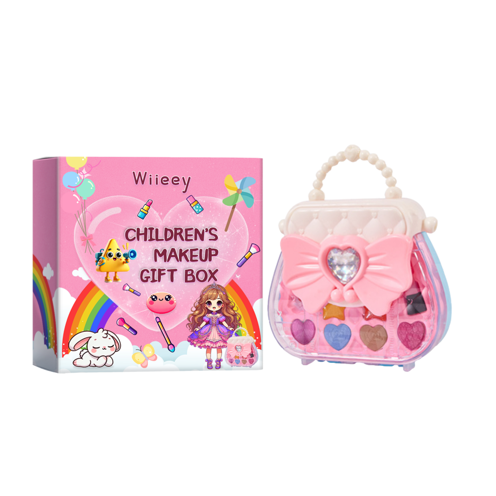 Wiieey Kids Makeup Gift Box, Kids Play Fun Girl Makeup Lipstick Eyeshadow Makeup Set Gift Box
