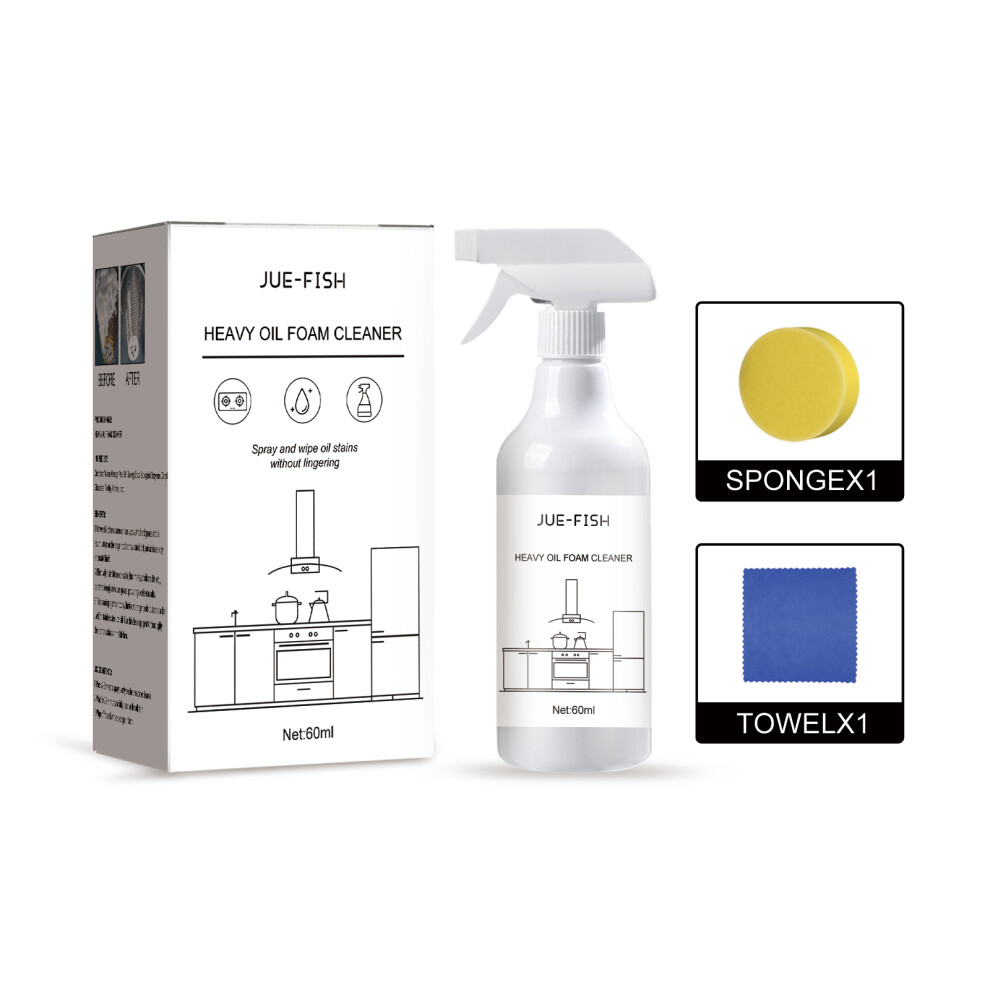 Jue-Fish Heavy Oil Foam Cleaner, Kitchen Stove Range Hood Wash Basin Oil Dirt Removal Cleaner