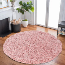 (120 x 120 cm (Round)) Baby Pink Shaggy Rug - Ultra Soft Thick Pile Carpet - Fluffy Rug for Bedroom, Living Room & Nursery - 7 Sizes Available