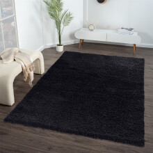 (120 x 170 cm) Black Shaggy Rug - Ultra Soft Thick Pile Carpet - Fluffy Living Room, Bedroom & Hallway Rug - Modern Area Rug in 7 Sizes