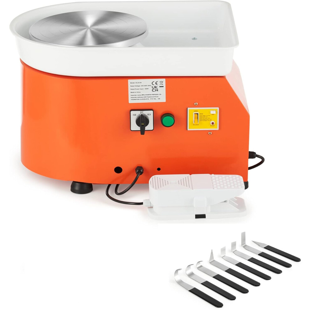 CREWORKS 350W Electric Pottery Wheel, 25cm Turntable Potter's Wheel for Kids Adults, Adjustable Speed Pottery Clay Shaping Machine with F...