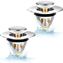 Sink Plug Universal Pop Up Plug Automatic Sink Plug Stainless Steel Drain Plug Without Overflow Valve Pack Of 2