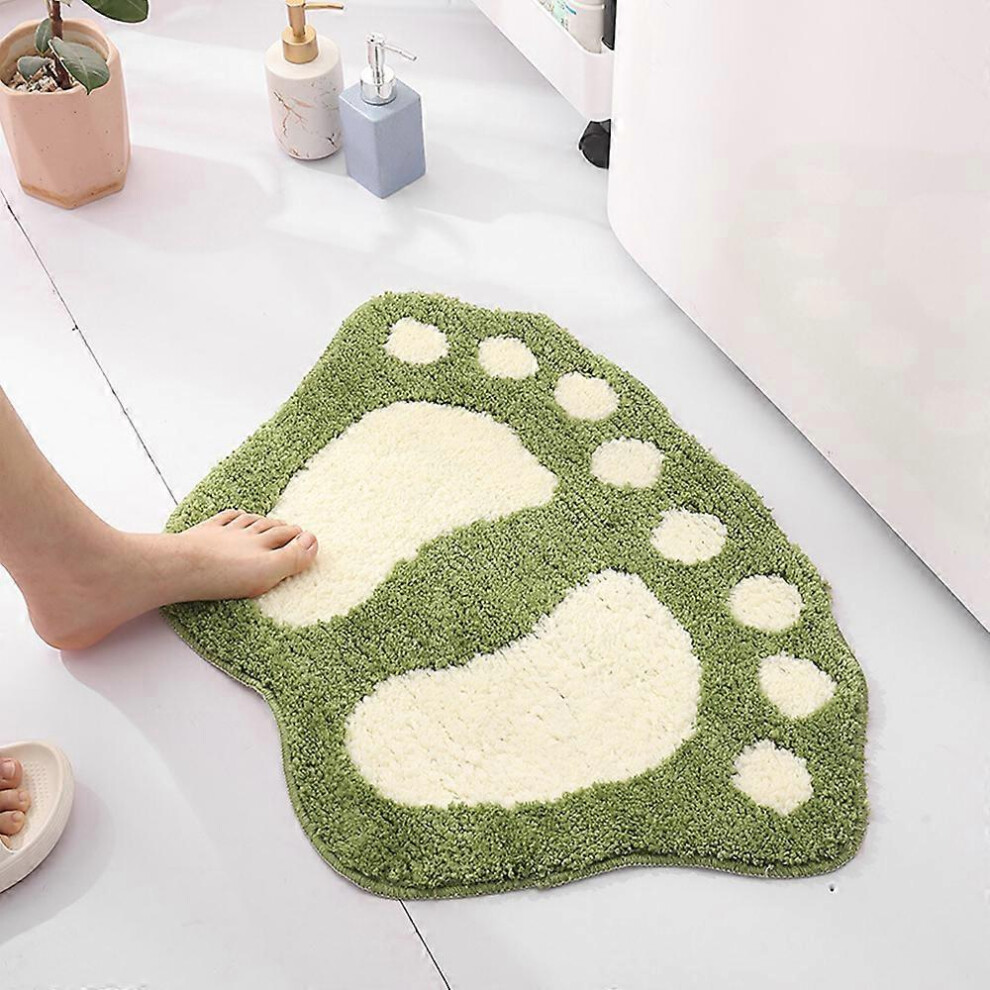 Bathroom Carpet Door Mat Bath Mat,Cute Paw Feet Bath Mat Water Absorbent Quick Drying,Green, 40 x 60 cm-image-OPC-PGMTHR7-NEW