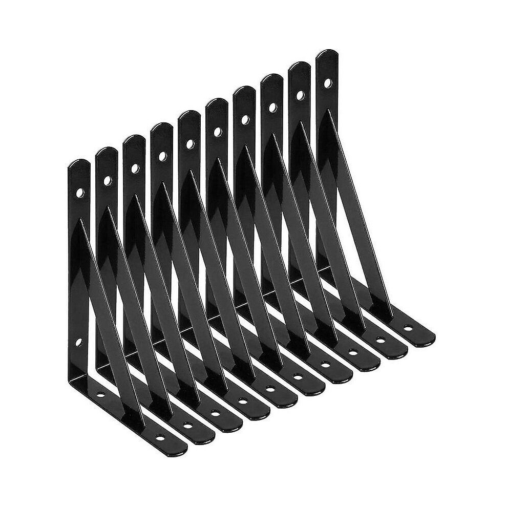 10Pcs Wall Shelf Brackets 90 Degree Steel Triangle Brackets 150Mm X 100Mm Shelf Brackets Corner Bracket Bracket (Black) 5415817841701