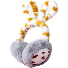 (Gray) winter earmuff - Rabbit Fur Spotted Animal Earmuffs Girl Cute Plush Warm Earmuffs