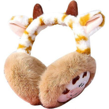 (Coffee) winter earmuff - Rabbit Fur Spotted Animal Earmuffs Girl Cute Plush Warm Earmuffs