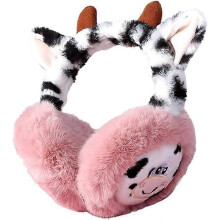 (Pink) winter earmuff - Rabbit Fur Spotted Animal Earmuffs Girl Cute Plush Warm Earmuffs
