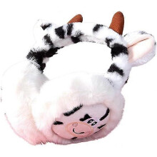 (White) winter earmuff - Rabbit Fur Spotted Animal Earmuffs Girl Cute Plush Warm Earmuffs