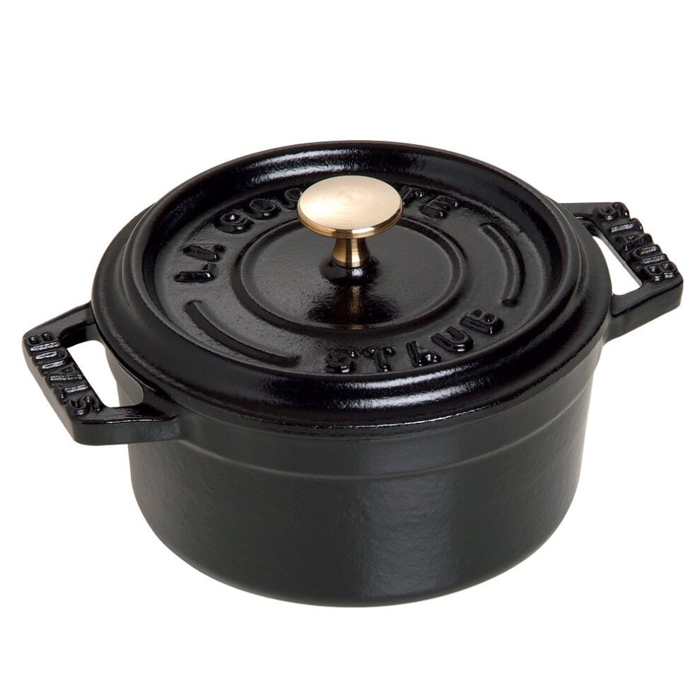 Staub Cast Iron 0.25-qt Mini Round Cocotte - Matte Black  Made in France