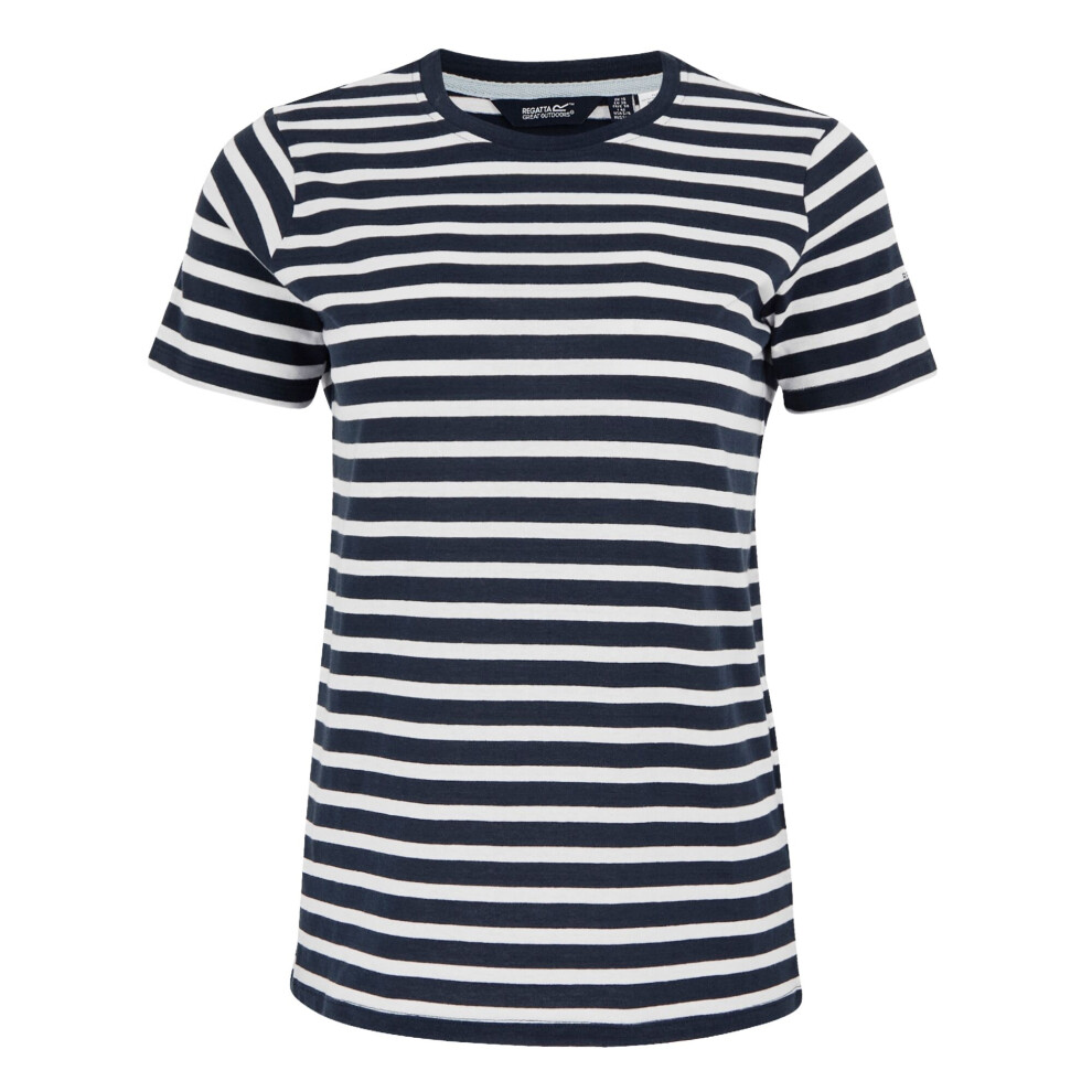 (12 UK, Navy/White) Regatta Womens/Ladies Bayletta Striped T-Shirt