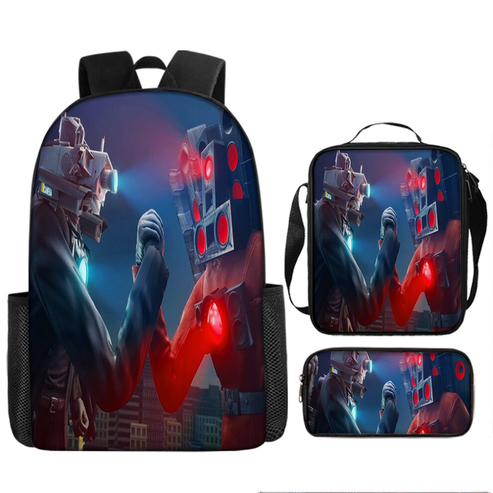(52, Three-piece backpack) New skibidi toilet toilet man spoof schoolbags primary and secondary school students backpacks shoulder bag pencil bag back