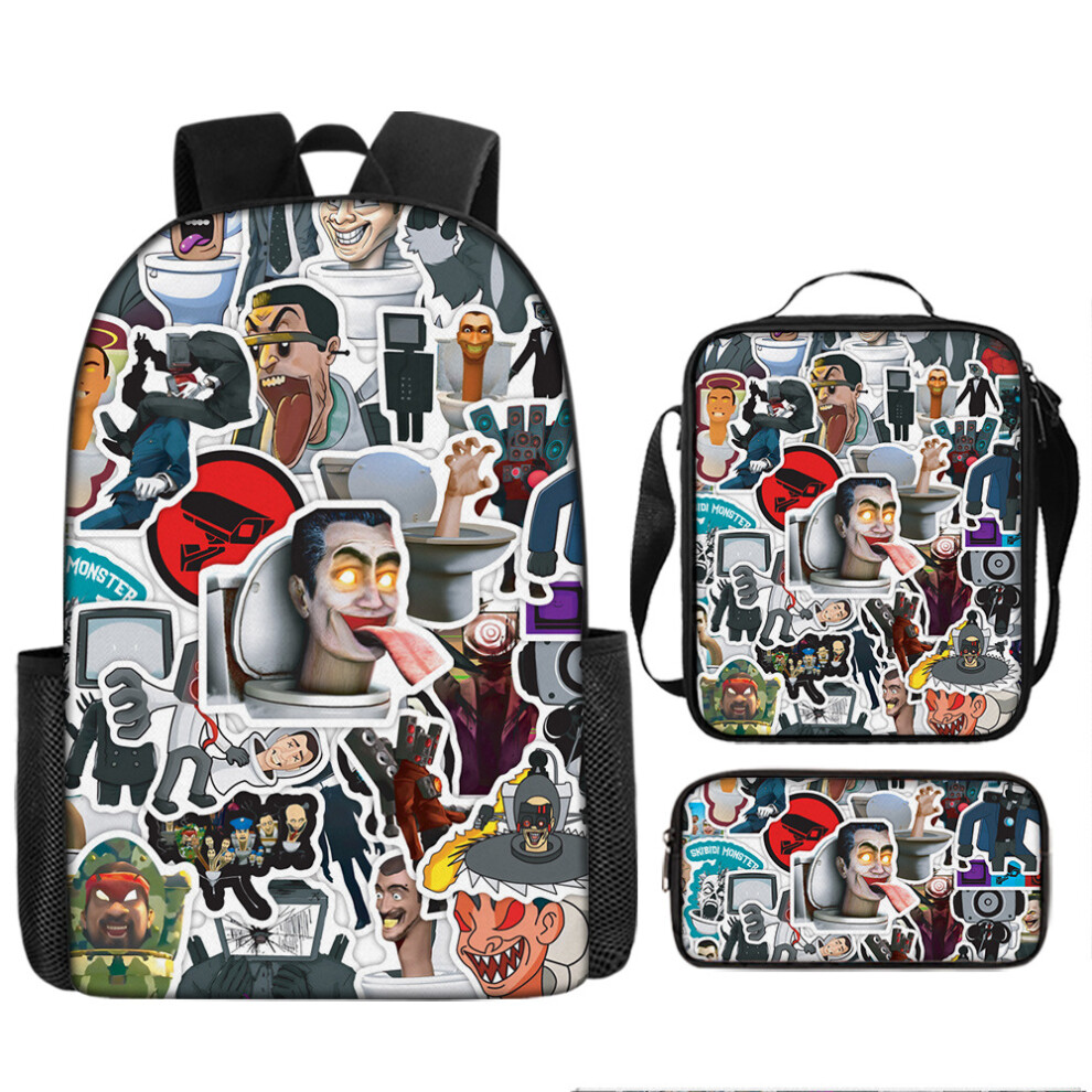 (31, Three-piece backpack) New skibidi toilet toilet man spoof schoolbags primary and secondary school students backpacks shoulder bag pencil bag back-image-OPC-PGMTJZF-NEW