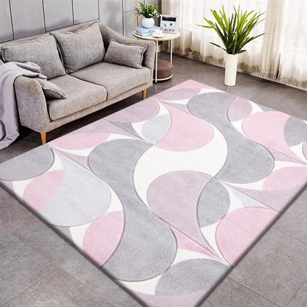 (Pink , 60 x 110 cm ) Modern Large Area Rugs Living Room Bedroom Carpet Hallway Runner Floor Mats