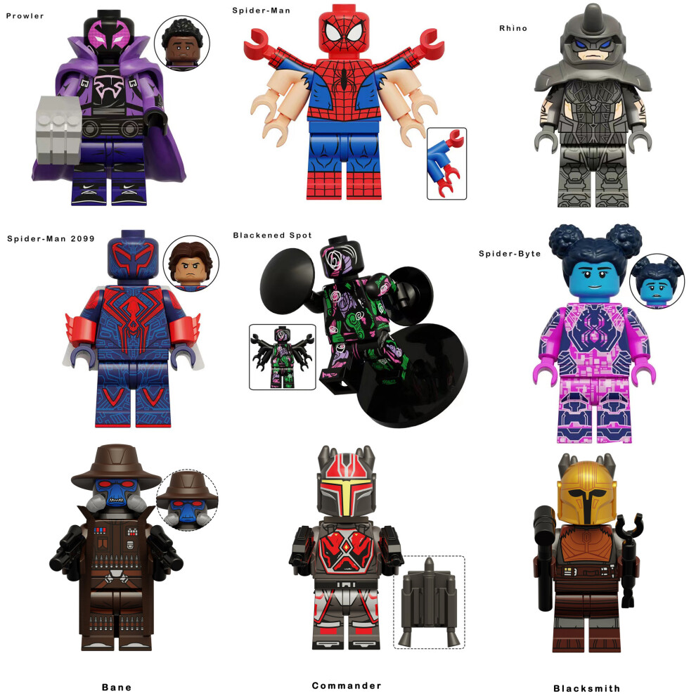 Bonxaif 9Pcs Spider-Man Across The Spider-Verse Minifigures Building Blocks Toy Fit Lego